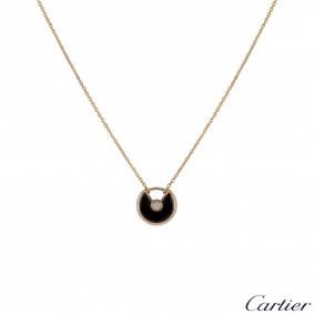 Cartier Rose Gold Diamond & Onyx Amulette De Cartier Pendant